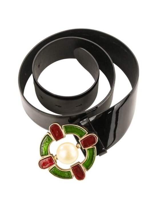 Chanel Gripoix Buckle Patent Leather Belt 75 30 Black main image 14